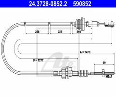 Ate 24.3728-0852 linka sprzęgła peugeot 107 1,4hdi 05-, citroËn c1 (pm_, pn_), peugeot 107