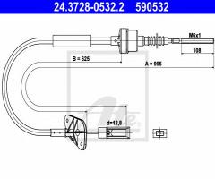 Ate 24.3728-0532 linka sprzęgła fiat panda 03-, fiat 500 c (312), ford ka (ru8)