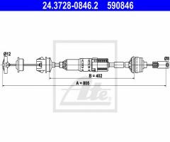 Ate 24.3728-0846 linka sprzęgła peugeot 406 95-04, peugeot 406 (8b)