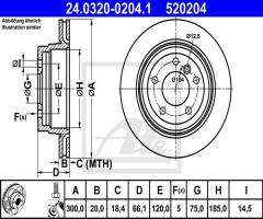 Ate 24.0320-0204 tarcza hamulc. bmw 3 e90  06- tył wen, bmw 1 (e81)
