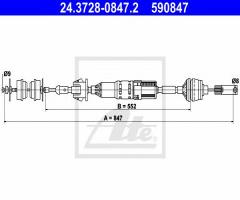 Ate 24.3728-0847 linka sprzęgła peugeot 406 95-04 2,0 16v, peugeot 406 (8b)