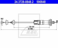 Ate 24.3728-0848 linka sprzęgła peugeot 206 04-09 1,1-1,6, peugeot 206+ (t3e)