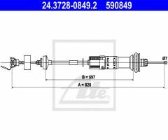 Ate 24.3728-0849 linka sprzęgła peugeot 206 04-09 1,4-2,0hdi, peugeot 206 hatchback (2a/c)