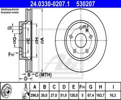 Ate 24.0330-0207 tarcza hamulc. opel insignia  08- przód koła 16, chevrolet malibu (v300)
