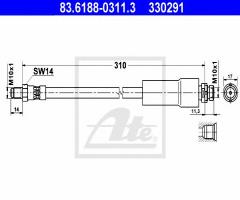 Ate 83.6188-0311 przewód hamulcowy giętki ford scorpio 94-98 przód, ford scorpio ii (gfr, ggr)