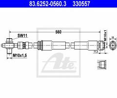 Ate 83.6252-0560 przewód hamulcowy giętki audi tt 98-06 przód, audi tt (8n3)