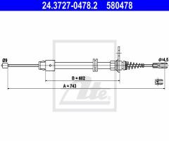 Ate 24.3727-0478 linka hamulca ręcznego mercedes w212 e-klasa, mercedes-benz cls (c218)