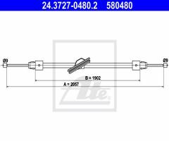 Ate 24.3727-0480 linka hamulca ręcznego mercedes x204 glk  08-, mercedes-benz klasa glk (x204)