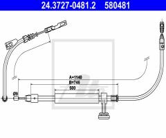 Ate 24.3727-0481 linka hamulca ręcznego mercedes x204 glk  08-, mercedes-benz klasa glk (x204)