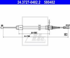 Ate 24.3727-0482 linka hamulca ręcznego mercedes x204 glk  08-, mercedes-benz klasa glk (x204)