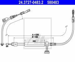 Ate 24.3727-0483 linka hamulca ręcznego mercedes w212 e-klasa, mercedes-benz cls (c218)