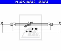 Ate 24.3727-0484 linka hamulca ręcznego mercedes w212 e-klasa, mercedes-benz cls (c218)