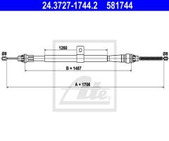 Ate 24.3727-1744 linka hamulca ręcznego nissan note  06- lt