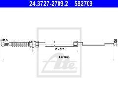 Ate 24.3727-2709 linka hamulca ręcznego seat leon  12-, seat leon sc (5f5)