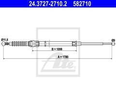 Ate 24.3727-2710 linka hamulca ręcznego skoda rapid  12-, seat toledo iv (kg3), skoda rapid (nh3)