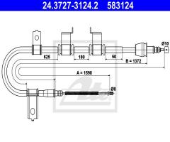 Ate 24.3727-3124 linka hamulca ręcznego hyundai getz  02-09 lt, hyundai getz (tb)