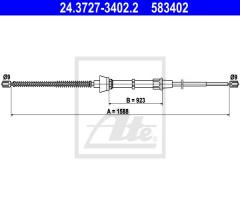 Ate 24.3727-3402 linka hamulca ręcznego vw polo  09-, seat ibiza v (6j5, 6p5), skoda fabia (nj3)