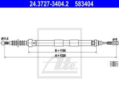 Ate 24.3727-3404 linka hamulca ręcznego vw sharan  00-10, seat alhambra (7v8, 7v9)