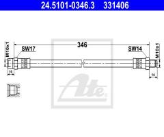 Ate 24.5101-0346 przewód hamulcowy giętki, mercedes-benz 190 (w201)