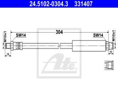 Ate 24.5102-0304 przewód hamulcowy giętki bmw 3 e30  82-92 przód, bmw 3 (e30)