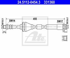 Ate 24.5112-0454 przewód hamulcowy giętki, fiat punto (188)