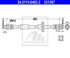 Ate 24.5113-0483 przewód hamulcowy giętki, mercedes-benz klasa c (w202)