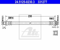 Ate 24.5125-0230 przewód hamulcowy giętki, bmw 1 (e81)