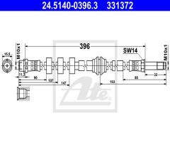 Ate 24.5140-0396 przewód hamulcowy giętki, audi a4 (8k2, b8), porsche macan