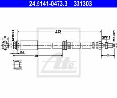 Ate 24.5141-0473 przewód hamulcowy giętki, ford fiesta v (jh_, jd_), mazda 2 (dy)
