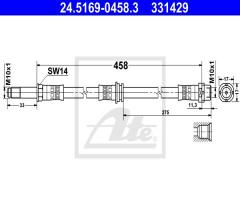 Ate 24.5169-0458 przewód hamulcowy giętki bmw 3 e46  98-06 tył, bmw 3 (e46)
