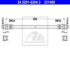Ate 24.5201-0204 przewód hamulcowy giętki bmw 5 e34 tył, bmw 02 (e10), volvo 850 (ls)