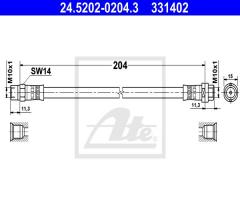 Ate 24.5202-0204 przewód hamulcowy giętki, bmw 3 (e36)