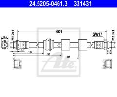 Ate 24.5205-0461 przewód hamulcowy giętki vw sharan  00-10 przód, ford galaxy (wgr)