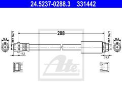 Ate 24.5237-0288 przewód hamulcowy giętki audi 80  89-94 przód, audi 80 (89, 89q, 8a, b3)