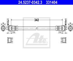 Ate 24.5237-0342 przewód hamulcowy giętki mercedes w168 a-klasa tył, mercedes-benz klasa a (w168)