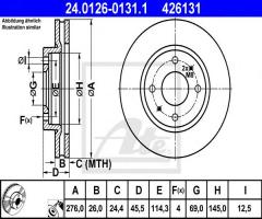 Ate 24.0126-0131 tarcza hamulcowa mitsubishi lancer 03-07 przód, mitsubishi galant vi (ea_)