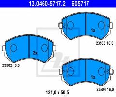 Ate 13.0460-5717 klocki hamulcowe nissan almera 97-00 (+abs), nissan almera i hatchback (n15)