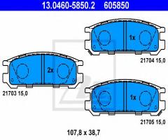 Ate 13.0460-5850 klocki hamulcowe subaru impreza 93-00 tył, subaru impreza sedan (gc)