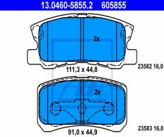 Ate 13.0460-5855 klocki hamulcowe mitsubishi pajero 00- tył, chrysler sebring kabriolet (js)