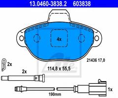 Ate 13.0460-3838 klocki hamulcowe fiat 500 1,2 07-, fiat 500 (312), ford ka (ru8)