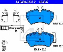 Ate 13.0460-3837 klocki hamulcowe mercedes sprinter 06- tył z czujnikiem