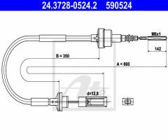 Ate 24.3728-0524 linka sprzęgła fiat brava 95-01 1,6 16v, fiat brava (182)