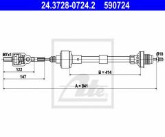 Ate 24.3728-0724 linka sprzęgła opel corsa b 96-00 1,0 12v, opel corsa b (73_, 78_, 79_)