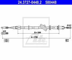 Ate 24.3727-0448 linka hamulca ręcznego mercedes e-klasa w211, mercedes-benz klasa e t-model (s211)