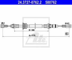 Ate 24.3727-0762 linka hamulca ręcznego opel movano 98-10 przód, nissan interstar autobus (x70)