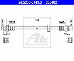 Ate 24.5230-0143 przewód hamulcowy giętki vw, seat ibiza ii (6k1), vw polo (6n1)