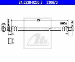 Ate 24.5238-0230 przewód hamulcowy giętki mercedes w245 b-klasa tył, mercedes-benz klasa a (w169)