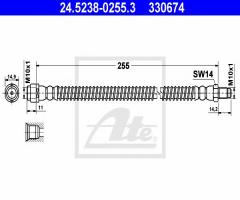 Ate 24.5238-0255 przewód hamulcowy giętki mercedes w211 e-klasa tył, mercedes-benz klasa s (w220)