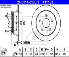 Ate 24.0111-0133 tarcza hamulcowa opel sintra 96-99 tył, chevrolet trans sport, opel sintra