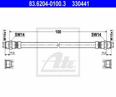 Ate 83.6204-0100 przewód hamulcowy giętki bmw 5 e39 95-03, bmw 8 (e31)